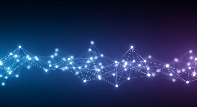 Abstract network connection with glowing nodes on a dark gradient background