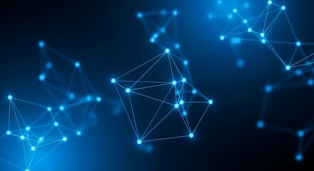 Abstract network connection with glowing nodes on dark blue background