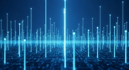 Abstract blue technology background with glowing lines and data flow