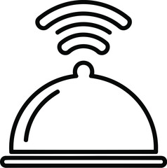 Smart food service concept with cloche and wireless signal, symbolizing modern restaurant technology, digital dining, and innovative hospitality