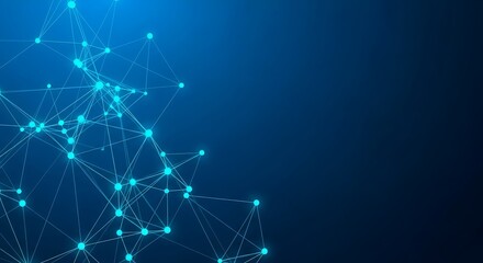 Abstract blue network connection background with connected dots and lines