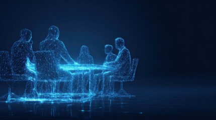 Digital abstract depiction of a business meeting or a brainstorm session. ..Created with Generative AI, not depicting real subjects.