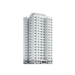 Tall white apartment building with many windows and balconies on black background highrise residential, Isolated On Black Background, Png Transparent Background, Cut Out