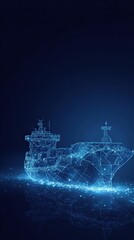 Fototapeta premium A digitally rendered ship cutting through the waves, a visualization of the intersection of maritime transport and cutting-edge technology. ..Created with Generative AI, not depicting real subjects.