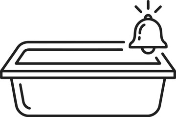 Litter box with a notification bell icon, symbolizing pet care alerts or smart litter box technology