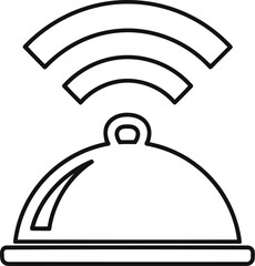 Smart food delivery icon a cloche with wireless signals, symbolizing modern culinary services, digital ordering, and connected kitchen technology