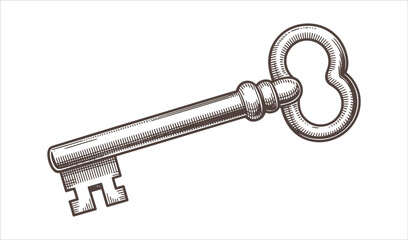 Antique Skeleton Key - Vintage Metal Lock Opener Icon