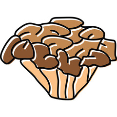 Stylized Brown Mushroom Cluster with Tan Base on Transparent Background
