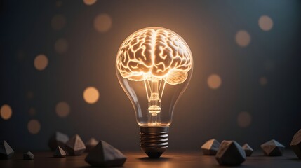 Brainpower shining bright a creative lightbulb moment for innovative ideas & solutions in business technology science research and education