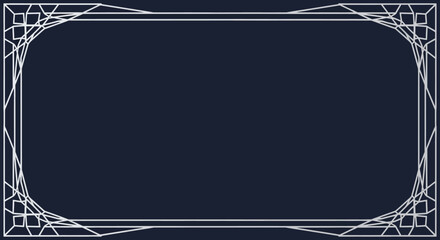 Elegant Art Deco Frame on Dark Blue Background.
