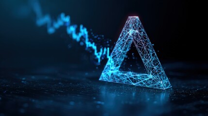 An abstract digital rendition of a glowing triangular form set against a background of dynamic, data-driven charts. ..Created with Generative AI, not depicting real subjects.