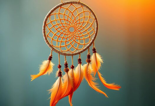 Intricate woven dreamcatcher with feathers and beads, bohemian style, ethnic, vintage - Powered by Adobe