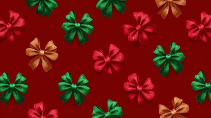 Playful Christmas Ribbon Bows Seamless Pattern for background