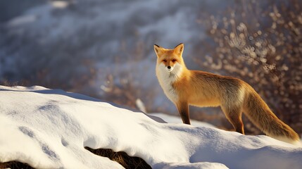Red Fox on a Snowy Ridge