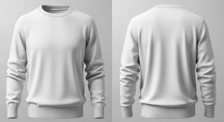 Realistic mockup of a blank white sweatshirt, front and back view for design presentation