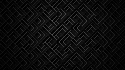 Dark monochrome geometric seamless pattern with interlocking square lines.