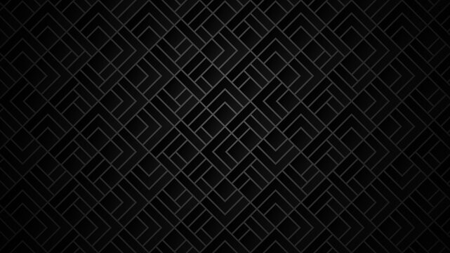 Dark monochrome geometric seamless pattern with interlocking square lines. - Powered by Adobe