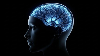 Obraz premium Artificial Intelligence Concept with Glowing Human Brain Activity