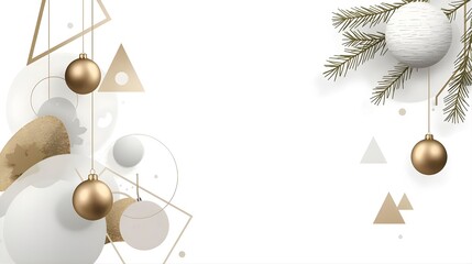 christmas background with gold and border white decorations