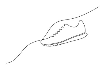Continuous one line art drawing of a modern running shoe or sneaker for sports activity