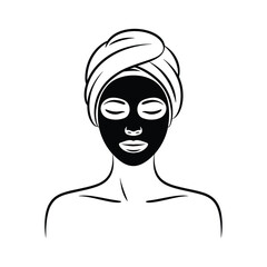 Woman with black face mask and towel on head