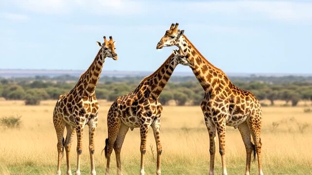 Giraffe Social Behavior in the African Savannah, Interacting and Bonding in Wild Habitat