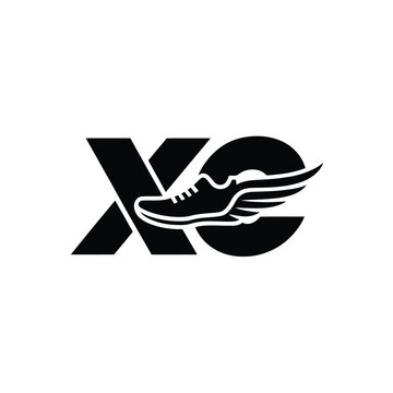 Cross country running shoe symbol with wings