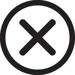 Obraz premium Black cross mark inside a circle icon, simple symbol for cancel or close