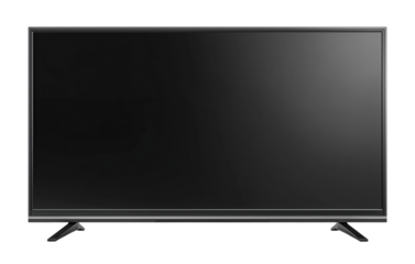 Modern black flat screen television or monitor, isolated on transparent background