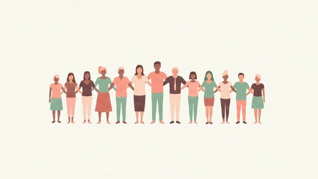 Diverse group of people standing together, symbolizing unity and community. - Powered by Adobe