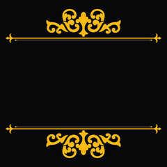 Elegant Decorative ornament Frame in Gold on Black Background - Design Element for Invitations & Events