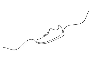 Obraz premium Continuous one line art drawing of a minimalist running shoe or sneaker design concept