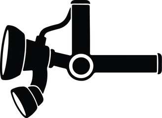 Illustration of a caving headlamp in black and white silhouette vector