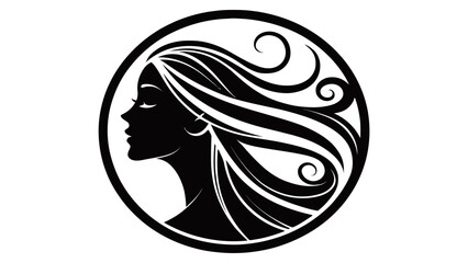 Elegant woman's profile with flowing hair, a symbol of beauty and grace, perfect for salon branding or feminine designs, originally a scalable vector graphic