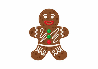 Isolated gingerbread man vector illustration festive holiday cookie graphic resource for seasonal design and christmas confectionery marketing