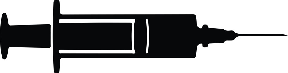 Fototapeta premium Illustration medical injection syringe needle tool silhouette vector