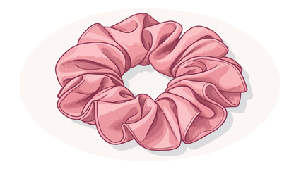Charming pink scrunchie hair tie illustration for trendy accessories, stylish fashion, and cute hair styling, a perfect touch for everyday elegance