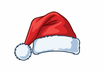 Classic santa claus hat vector illustration seasonal holiday costume accessory graphic element design asset