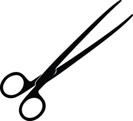 Illustration surgical scissors operating medical tool silhouette vector