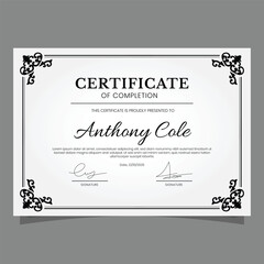 Vector ornament template for a formal achievement award or diploma, designed with an elegant, classic decorative border pattern, suitable for recognizing accomplishments and milestones