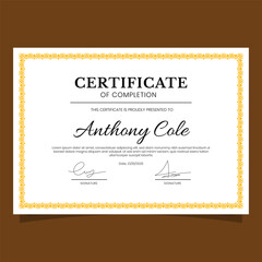 Elegant Certificate of Completion with Decorative ornament Border and Signature Lines