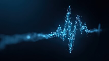 A digital representation of sound wave, captured in a mesmerizing blue hue. ..Created with Generative AI, not depicting real subjects.