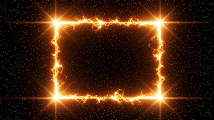 Glowing lightning square frame on dark background