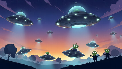 Whimsical Alien Invasion With Numerous