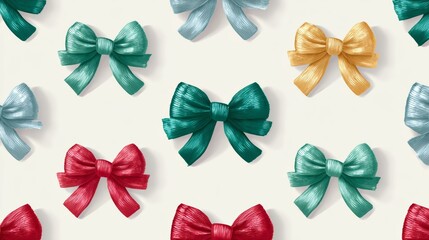 Playful Christmas Ribbon Bows Seamless Pattern for background