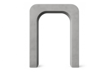 Modern concrete archway portal or gateway with rounded corners on a transparent background, minimalist architecture frame