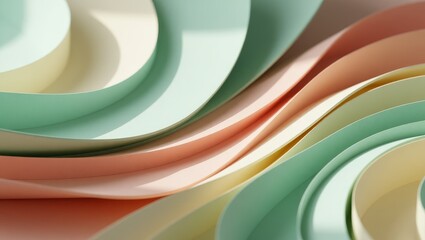 Abstract curved pastel layers flowing smoothly