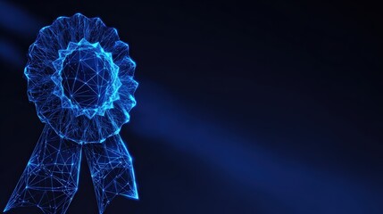 A striking digital rendition of a rosette with abstract shapes is featured, conveying concepts of honor, achievement, and awards. ..Created with Generative AI, not depicting real subjects.