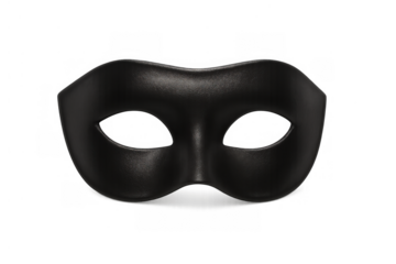 Black domino mask for masquerade, costume party, mysterious disguise, identity, and secret hero concept