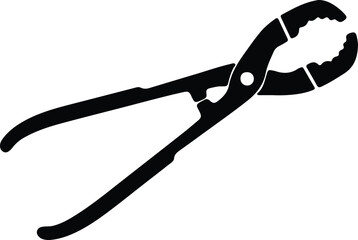 Illustration groove joint pliers black silhouette vector